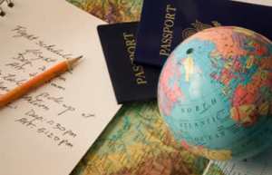 Map, globe, passport